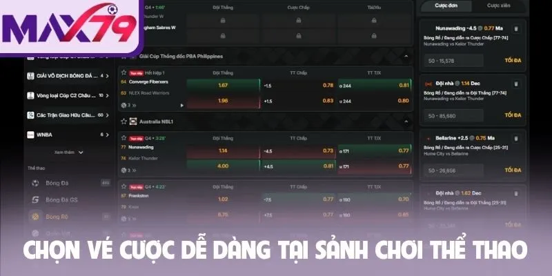 Chọn vé cược dễ dàng tại sảnh chơi thể thao