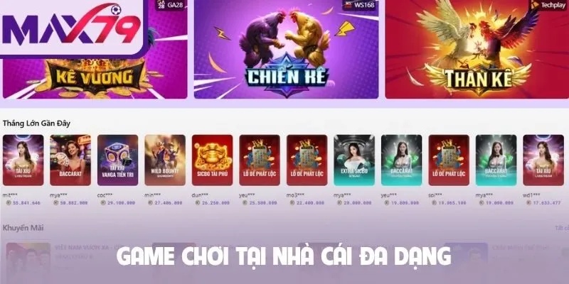 Game chơi tại nhà cái đa dạng